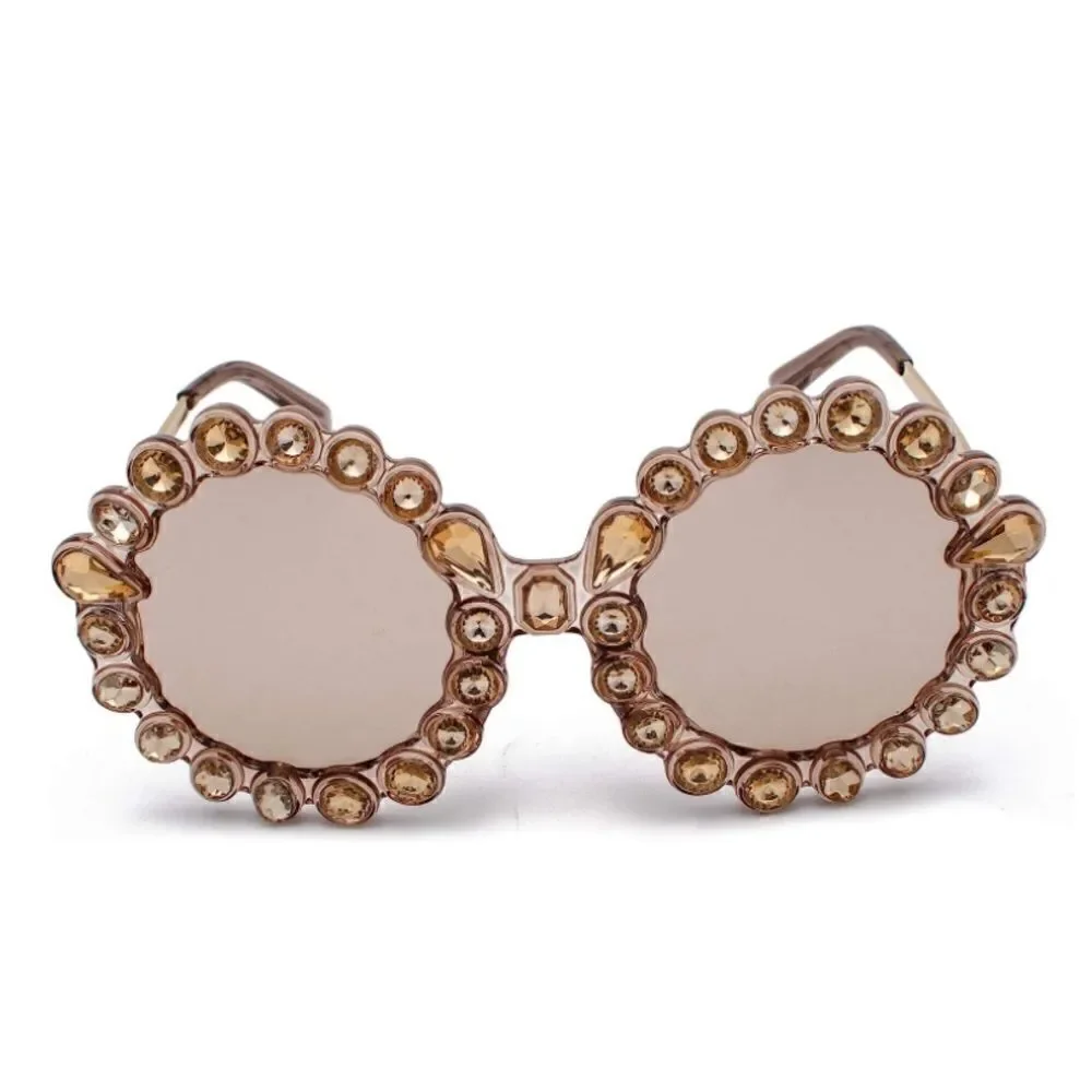 Crystal Women Big Rhinestone Sunglasses Oversized Round